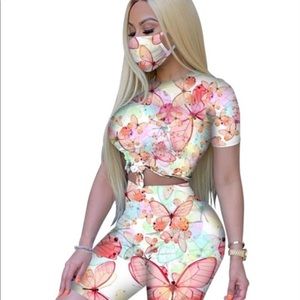 Butterfly Two Piece Set With Face Mask